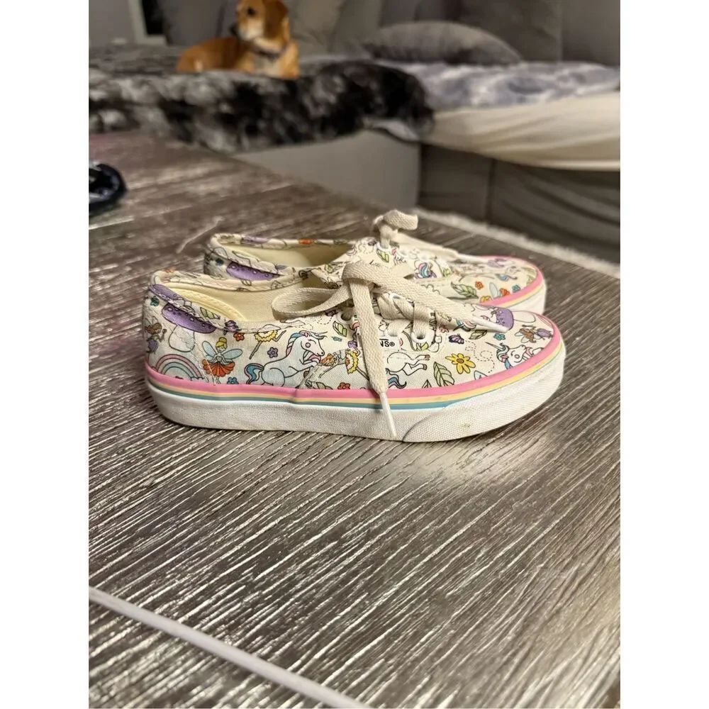 Vans Girls Fairy Tale Unicorn Rainbow Sneakers 1 EUC